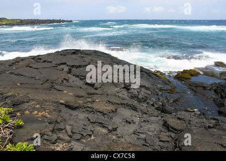 Punalu`u Beach - Black Sand beach - Hawaii Stock Photo